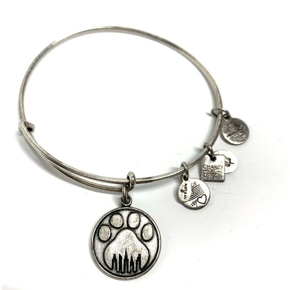 Alex and Ani NYC Mayor's Alliance Paw Print Charm Bracelet Silver Finish - Picture 1 of 2